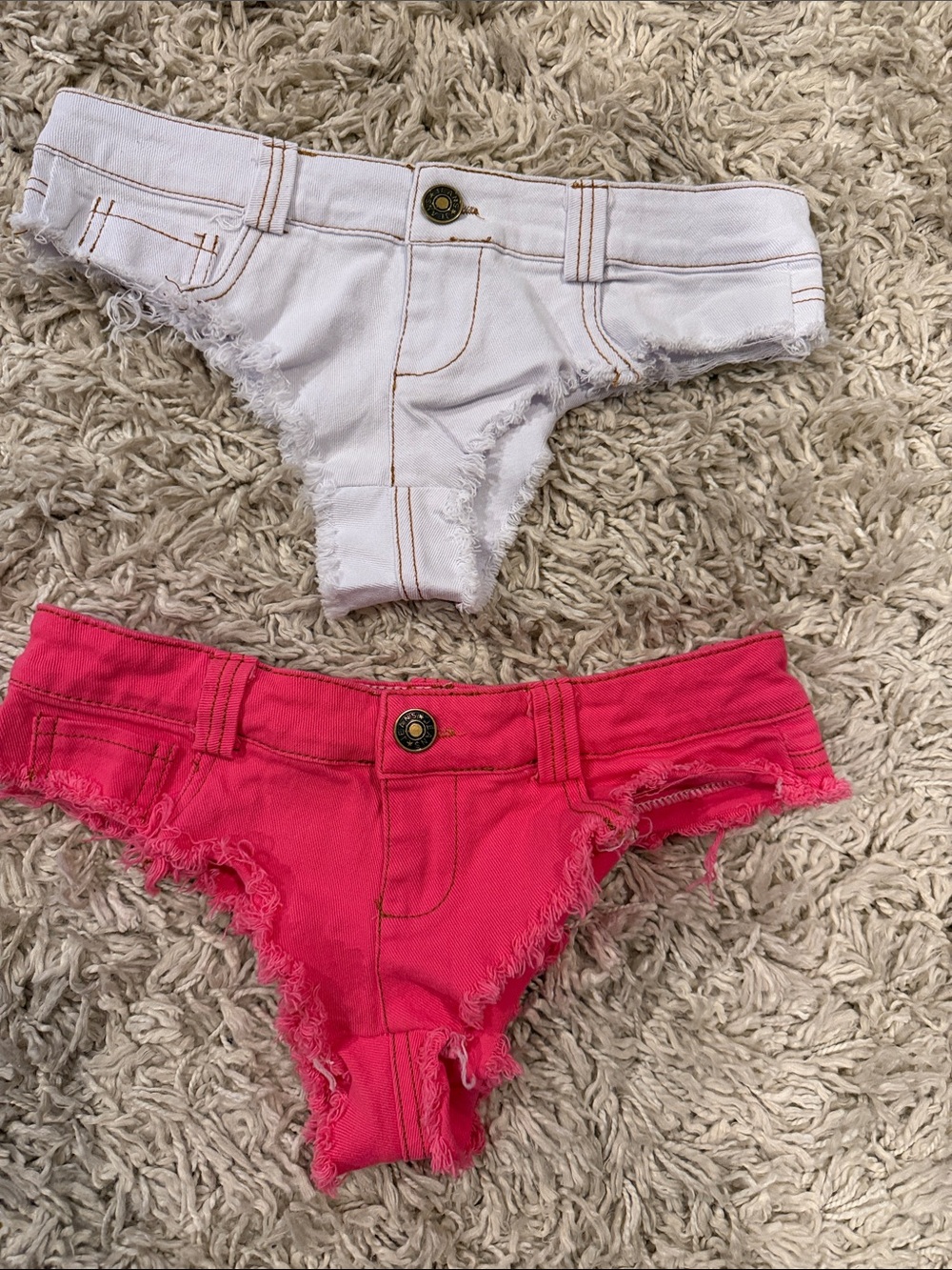 Faith Connexion White and Hot Pink Distressed Denim Shorts Set